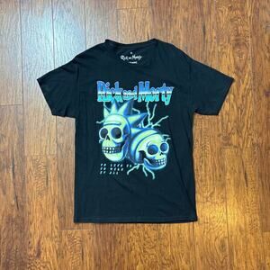Adult Swim Rick And Morty "Skulls To Live Is To Risk It All" Black Graphic Tee